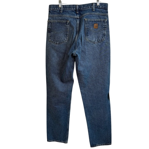 Carhartt Men's Size 34x34 Denim Blue Jeans Relaxed Fit Med Wash Loose Workwear - Picture 2 of 11